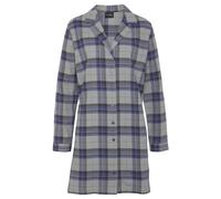 Nachthemd VIVANCE DREAMS, Damen, Gr. 36, N-Gr, blau (blau, grau, kariert), Flanell, Obermaterial: 100% Baumwolle, kariert, mehrfarbig, kurz, V-Ausschnitt, Kleider Nachthemd, aus kuschelig weichem Flan