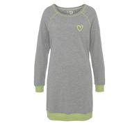 Nachthemd VIVANCE DREAMS, Damen, Gr. 44/46, N-Gr, grau (hellgrau, meliert), Single Jersey, Obermaterial: 90% Baumwolle, 10% Polyester, kontrastfarbene Details, meliert, unifarben mit Farbeinsatz, loos