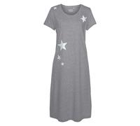 Nachthemd VIVANCE DREAMS, Damen, Gr. 48/50, N-Gr, weiß (hellgrau, weiß), Single Jersey, Obermaterial: 90% Baumwolle, 10% Polyester, gemustert, feminin, kurz, Rundhals, Kurzarm eingesetzt, Kleider (112