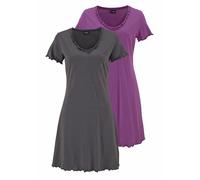 Nachthemd VIVANCE DREAMS Gr. 40/42, N-Gr, lila (lila, anthrazit) Damen Kleider (447853-40) lila, anthrazit