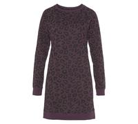 Nachthemd VIVANCE DREAMS, Damen, Gr. 32/34, N-Gr, lila (lila gemustert), Single Jersey, Obermaterial: 100% Baumwolle, animal-print, bedruckt, lässig geschnitten kurz, Rundhals, Rippbündchen, Kleider N