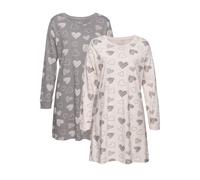 Nachthemd VIVANCE DREAMS, Damen, Gr. 44/46, N-Gr, rosa (rosa, grau), Single Jersey, Obermaterial: 60% Baumwolle, 40% Polyester, gemustert, Basic, loose fit kurz, Rundhals, angesetztes Bündchen, Kleide