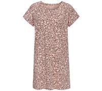 Nachthemd VIVANCE DREAMS, Damen, Gr. 36/38, N-Gr, schwarz (rosa, schwarz, gemustert), Single Jersey, Obermaterial: 100% Baumwolle, gemustert, Basic, Basic mini, Rundhals, angeschnitten, Kleider, mit s