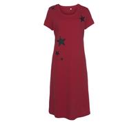 Nachthemd VIVANCE DREAMS, Damen, Gr. 40/42, N-Gr, rot (rot, schwarz), Single Jersey, Obermaterial: 100% Baumwolle, gemustert, ca. Mitte Wade, Rundhals, eingesetzt, Kleider (59796558-40) rot, schwarz