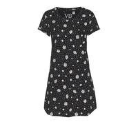 Nachthemd VIVANCE DREAMS, Damen, Gr. 32/34, N-Gr, schwarz (schwarz, gemustert), Single Jersey, Obermaterial: 100% Baumwolle, gemustert, Basic, bequem kurz, Rundhals, eingesetzt Aufschlag, Kleider Nach