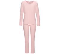 Pyjama VIVANCE DREAMS, Damen, Gr. 44/46, rosa (apricot), Rippware, Obermaterial: 92% Modal (TENCEL™), 8% Elasthan, bequem hüftlang, Rundhals, eingesetzt Babylock, Homewear-Sets Pyjama, mit Babylock-Sa