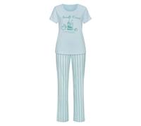 Pyjama VIVANCE DREAMS, Damen, Gr. 36/38, weiß (blau, weiß, gestreift), Single Jersey, Obermaterial: 100% Baumwolle, gestreift, Basic lang, Rundhals, eingesetzt, Homewear-Sets, Zartes Streifenmuster (8
