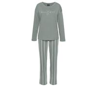 Pyjama VIVANCE DREAMS Gr. 32/34, grün (grün gestreift) Damen Homewear-Sets Pyjamas mit Frontdruck (37977515-32)
