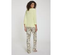 Pyjama VIVANCE DREAMS, Damen, Gr. 40/42, grün (limettengrün, animal, print), Single Jersey, Obermaterial: 100% Viskose, Basic, loose fit lang, V-Ausschnitt, eingesetzt abgesteppt, Homewear-Sets Pyjama