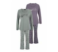Pyjama VIVANCE DREAMS 48/50 bunt Damen Homewear-Sets mit Sternenprint Homewear-Sets 48/50 mint, lila