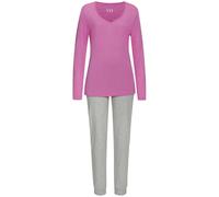 Pyjama VIVANCE DREAMS, Damen, Gr. 32/34, pink (pink, meliert), Single Jersey, Obermaterial: 90% Viskose, 10% Polyester. Unterteil: 100% Baumwolle, meliert, Basic, Basic schmal lang, Rundhals, Langarm,