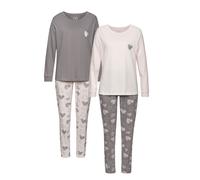 Pyjama VIVANCE DREAMS, Damen, Gr. 32/34, rosa (rosa, grau), Single Jersey, Obermaterial: 60% Baumwolle, 40% Polyester, gemustert, Basic, loose fit lang, Rundhals, eingesetzt angesetztes Bündchen, Home