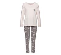 Pyjama VIVANCE DREAMS, Damen, Gr. 44/46, rosa (rosa, grau), Single Jersey, Obermaterial: 60% Baumwolle, 40% Polyester, gemustert, Basic, loose fit lang, Rundhals, eingesetzt angesetztes Bündchen, Home