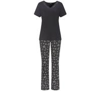 Pyjama VIVANCE DREAMS, Damen, Gr. 40/42, schwarz, schwarz, geblümt, Obermaterial: 95% Viskose, 5% Elasthan. Spitze: 82% Polyamid, 18% Elasthan, bequem, Rundhals, Homewear-Sets Pyjama, mit süßem Blumen