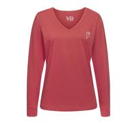 Longsleeve VIVANCE DREAMS, Damen, Gr. 48/50, rot, Single Jersey, Obermaterial: 100% Baumwolle, unifarben, Basic, Basic hüftlang, V-Ausschnitt, Langarm eingesetzt angesetztes Bündchen, Shirts, mit klei