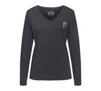 Longsleeve VIVANCE DREAMS, Damen, Gr. 44/46, schwarz, Single Jersey, Obermaterial: 100% Baumwolle, unifarben, Basic, Basic hüftlang, V-Ausschnitt, Langarm eingesetzt angesetztes Bündchen, Shirts, mit 
