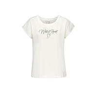 Pyjamaoberteil VIVANCE DREAMS, Damen, Gr. 40/42, weiß, Single Jersey, Obermaterial: 100% Baumwolle, unifarben, Basic, Basic hüftlang, Rundhals, angeschnitten, Shirts, mit Herzprint (29802002-40) weiß