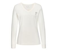 Longsleeve VIVANCE DREAMS, Damen, Gr. 40/42, weiß, Single Jersey, Obermaterial: 100% Baumwolle, unifarben, Basic, Basic hüftlang, V-Ausschnitt, eingesetzt angesetztes Bündchen, Shirts, mit kleinem Her