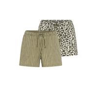 VIVANCE DREAMS Damen Schlafshorts grün gestreift + grün leo Gr.32/34