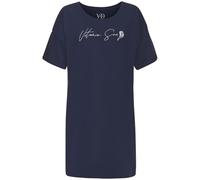 Sleepshirt VIVANCE DREAMS, Damen, Gr. 32/34, N-Gr, blau (dunkelblau), Single Jersey, Obermaterial: 60% Baumwolle, 40% Polyester, unifarben, bedruckt, feminin, bequem ca. Mitte Oberschenkel, Rundhals, 