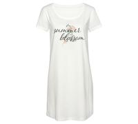 Sleepshirt VIVANCE DREAMS, Damen, Gr. 44/46, N-Gr, beige (ecru), Single Jersey, Obermaterial: 60% Baumwolle, 40% Polyester, unifarben, Basic, Basic mini, Rundhals, eingesetzt abgesteppt, Kleider Sleep