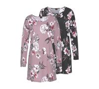 Sleepshirt VIVANCE DREAMS Gr. 40/42, N-Gr, schwarz (lila, schwarz, geblümt) Damen Kleider (96554654-40) lila, schwarz, geblümt