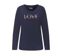 Longsleeve VIVANCE DREAMS, Damen, Gr. 36/38, blau (dunkelblau), Single Jersey, Obermaterial: 50% Baumwolle, 50% Viskose, unifarben, bedruckt, modisch, Basic lang, Rundhals, Langarm, Shirts, mit schöne