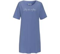 Nachthemd VIVANCE DREAMS, Damen, Gr. 40/42, N-Gr, blau (hellblau), Single Jersey, Obermaterial: 50% Baumwolle, 50% Viskose, unifarben, Basic, Basic ca. Mitte Oberschenkel, Rundhals, Kurzarm, Kleider,