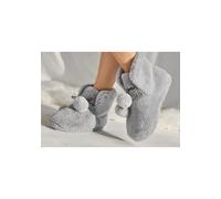 Hausschuh VIVANCE "Plüsch Hausschuhe" Gr. 36/37, grau Damen Schuhe Pantoffel Pantolette, Pantoffel, Boots mit kuscheligem Fellimitat VEGAN (41003636-36)