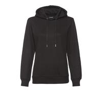 Hoodie VIVANCE, Damen, Gr. 36/38, schwarz, Sweatware, Obermaterial: 60% Baumwolle, 40% Polyester, unifarben, bestickt, casual, bequem hüftlang, Langarm Rippbündchen, Sweatshirts, mit seitlicher Lounge