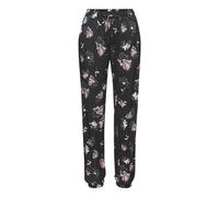 Jerseyhose VIVANCE, Damen, Gr. 44, N-Gr, schwarz (schwarz, mauve bedruckt), Jersey, Obermaterial: 100% Viskose, bedruckt, geblümt, figurumspielend lang, Hosen Jerseyhose, mit Blumendruck, sommerliche 