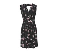 Jerseykleid VIVANCE, Damen, Gr. 44, N-Gr, schwarz (schwarz, mauve bedruckt), Jersey, Obermaterial: 95% Viskose, 5% Elasthan, bedruckt, geblümt, figurumspielend kniefrei, V-Ausschnitt, Kleider Jerseykl