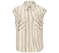 Kurzarmbluse VIVANCE, Damen, Gr. 38, creme, sand gestreift, Web, Obermaterial: 52% Viskose, 48% Polyester, gestreift, figurumspielend hüftlang, angeschnitten, Blusen Kurzarmbluse, aus bügelfreier Stru
