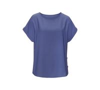 Kurzarmbluse VIVANCE "mit Zierknopfleisten seitlich", Damen, Gr. 40, blau (lila), Web, Obermaterial: 100% Polyester, unifarben, figurumspielend hüftlang, Rundhals, Aufschlag, Blusen, Blusenshirt in ex