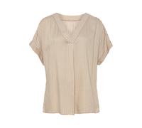 Kurzarmbluse VIVANCE Gr. 32/34, weiß (sand, weiß, gestreift) Damen Blusen (97593734-32) sand, weiß, gestreift