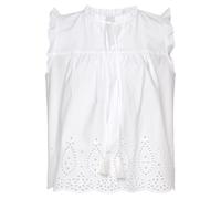 Vivance Kurzarmbluse, mit Broderie Anglaise und V-Ausschnitt, Blusentop, sommerlich weiß