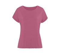 Kurzarmshirt VIVANCE "mit Gummizug im Bund", Damen, Gr. 32/34, lila (beere), Obermaterial: 95% Viskose, 5% Elasthan, unifarben, Basic, bequem normal, Rundhals, angeschnitten, Shirts, aus weichem Visko
