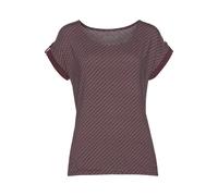 Kurzarmshirt VIVANCE "mit dekorativem Ärmelsaum", Damen, Gr. 44/46, lila (beere), Obermaterial: 95% Viskose (LENZING™ ECOVERO™), 5% Elasthan, bedruckt, bequem normal, Rundhals, angeschnitten, Shirts,