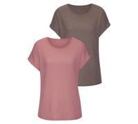 VIVANCE Kurzarmshirt Damen beere, taupe Gr.40/42