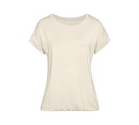 Kurzarmshirt VIVANCE "mit Gummizug im Bund", Damen, Gr. 44/46, beige, Obermaterial: 95% Viskose, 5% Elasthan, unifarben, Basic, bequem normal, Rundhals, Kurzarm angeschnitten, Shirts, aus weichem Visk