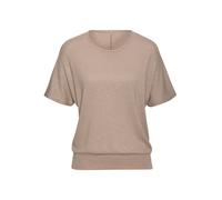 Kurzarmshirt VIVANCE "mit breitem Bund", Damen, Gr. 48/50, beige, Feinstrick, Obermaterial: 55% Polyester (REPREVE), 43% Viskose, 2% Elasthan, meliert, bequem normal, Rundhals, Shirts, aus weichem Vis