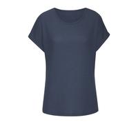 Kurzarmshirt VIVANCE "aus weicher Piqué-Qualität", Damen, Gr. 44/46, blau, Piqué, Obermaterial: 69% Polyester (REPREVE), 28% Viskose, 3% Elasthan, Waffelmuster, unifarben, lässig geschnitten normal, R
