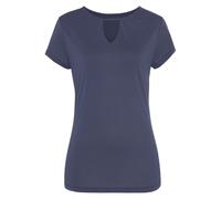 Kurzarmshirt VIVANCE, Damen, Gr. 44/46, blau, Jersey, Obermaterial: 95% Viskose, 5% Elasthan, unifarben, modisch, figurbetont hüftlang, V-Ausschnitt, Kurzarm, Shirts, mit Cut-out, figurbetontes T-Shir