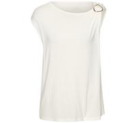 Kurzarmshirt VIVANCE, Damen, Gr. 40/42, beige (creme), Jersey, Obermaterial: 95% Viskose, 5% Elasthan, unifarben, modisch, figurumspielend hüftbedeckend, Rundhals, Kurzarm, Shirts, mit Zierschnalle, S