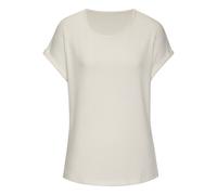 Kurzarmshirt VIVANCE "aus weicher Piqué-Qualität", Damen, Gr. 44/46, beige (creme), Piqué, Obermaterial: 69% Polyester (REPREVE), 28% Viskose, 3% Elasthan, Waffelmuster, unifarben, lässig geschnitten 
