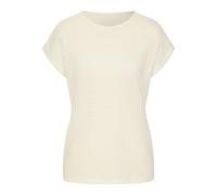 Kurzarmshirt VIVANCE "mit modischer Waffelstruktur", Damen, Gr. 44/46, creme, schwarz, Strick, Obermaterial: 64% Polyester, 34% Viskose, 2% Elasthan, leicht transparent, unifarben, bequem, Rundhals, S