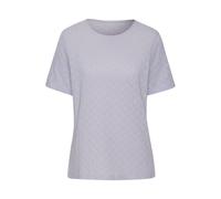 Kurzarmshirt VIVANCE "mit modischem Ajour-Muster", Damen, Gr. 44/46, blau (hellblau), Feinstrick, Obermaterial: 60% Baumwolle, 40% Polyester, figurumspielend, Rundhals, Shirts, aus weicher Baumwoll-Qu
