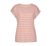 Kurzarmshirt VIVANCE, Damen, Gr. 40/42, bunt (hellgrau, meliert, neonorange, gestreift), Jersey, Obermaterial: 77% Polyester, 22% Viskose, 1% Elasthan, gestreift, figurumspielend hüftlang, Rundhals, m
