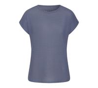 Kurzarmshirt VIVANCE "aus bügelfreiem Waffelstrick", Damen, Gr. 44/46, blau (indigo), Strick, Obermaterial: 64% Polyester, 34% Viskose, 2% Elasthan, leicht transparent, unifarben, bequem, Rundhals, Sh
