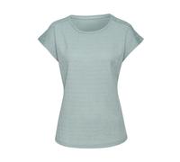 Kurzarmshirt VIVANCE "mit dekorativem Häkeleinsatz", Damen, Gr. 40/42, grün (mint, creme), Cru00eape, Obermaterial: 98% Polyester, 2% Elasthan, unifarben, modisch, bequem normal, Rundhals, Kurzarm ang